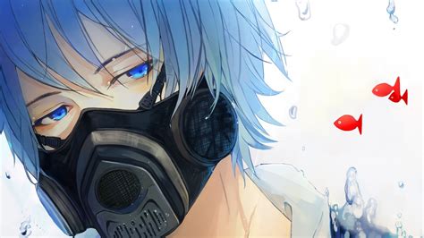 Wallpaper Illustration Anime Gas Masks Blue Eyes