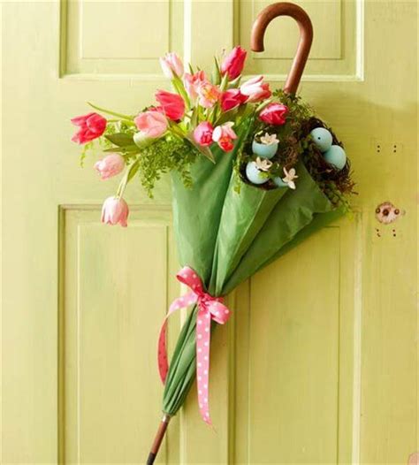 Diy Umbrella And Flowers Door Wreaths For Spring Diy And