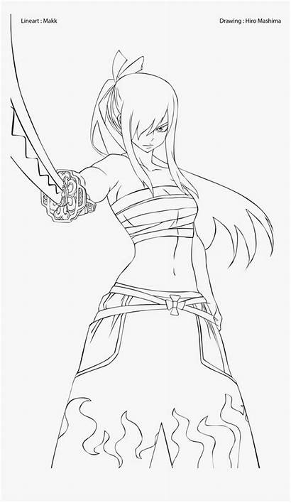 Fairy Erza Tail Coloring Outline Pages Scarlet