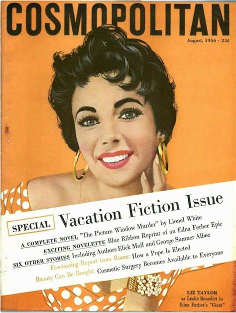 Elizabeth Taylor Cosmopolitan Magazine August 1956 Cover Art By Jon