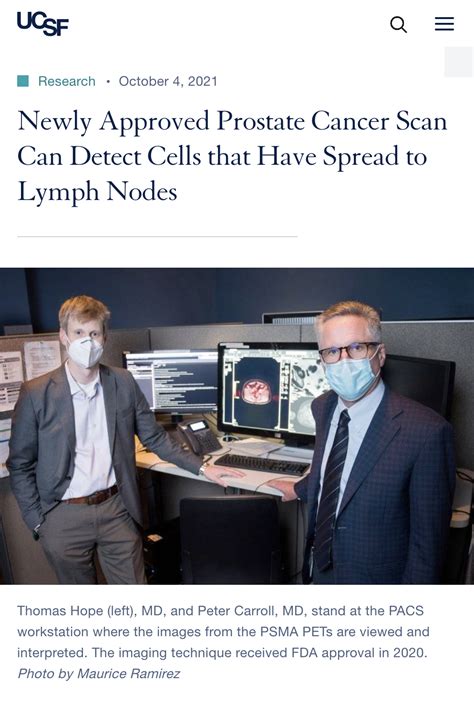Newly Approved Prostate Cancer Scan Can Detect Cells That Have Spread To Lymph Nodes Ucsf