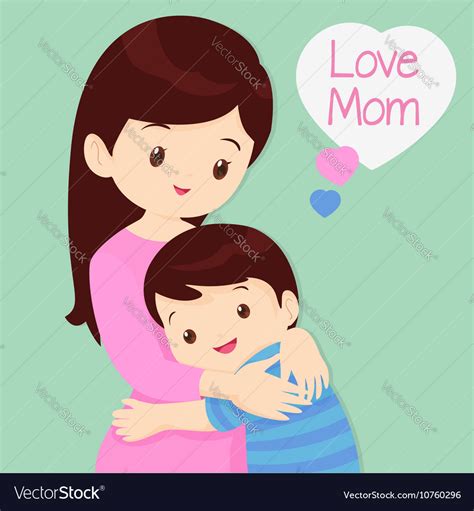 son hugging his mother royalty free vector image