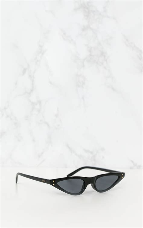black cat eye skinny sunglasses accessories prettylittlething