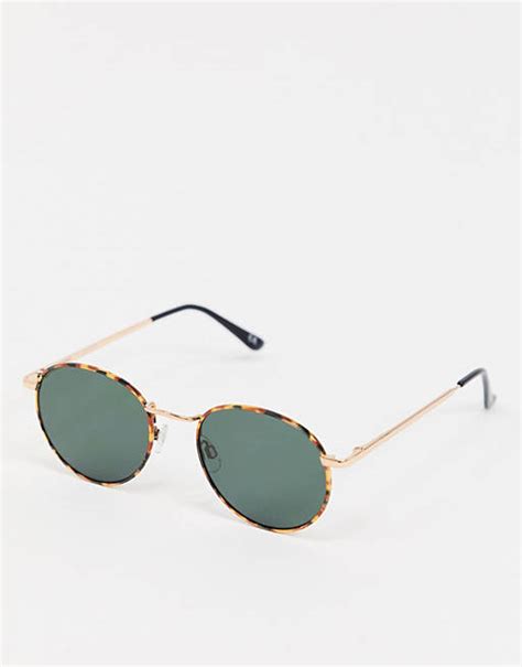 asos design metal round sunglasses in tort with g15 lens asos