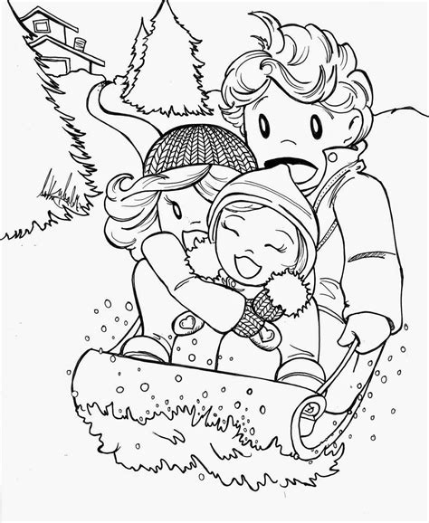 Planse De Colorat Cu Copii Iarna Coloring To Print