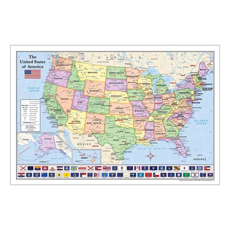 American Geographics Laminated Us Map With State Flags 24 X 36