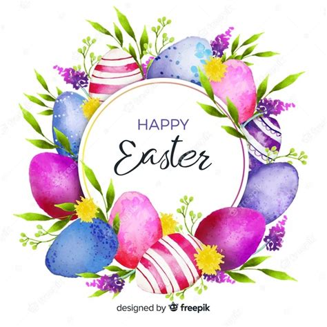 Watercolor Happy Easter Day Background Free Vector