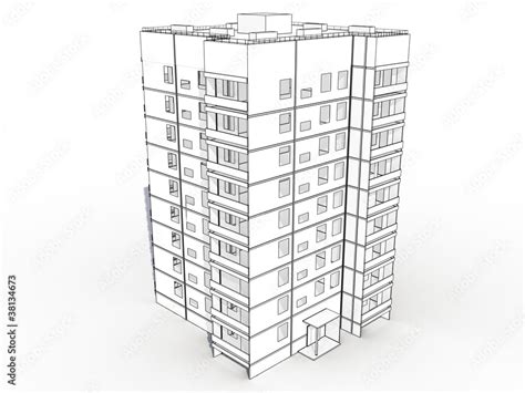 3d drawing of nine buildings №1 Stock Illustration | Adobe Stock