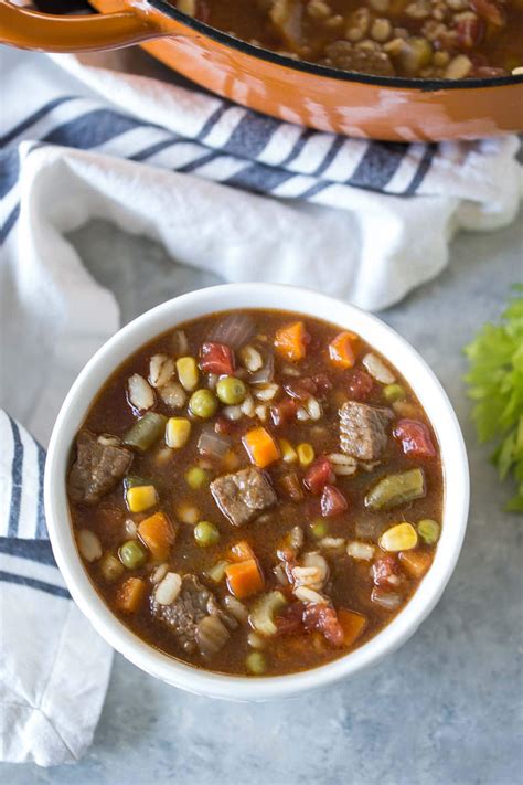 Cover the pot and bring to a boil. Vegetable Beef Barley Soup (easy, dairy free!) - Simply ...