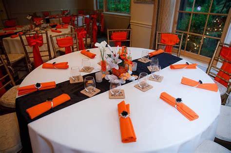 Orange And Black Wedding Reception Decorations Orange Wedding Themes