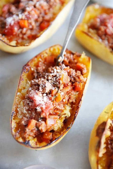 Spaghetti Squash Boats With Homemade Meat Sauce Lexis Clean Kitchen