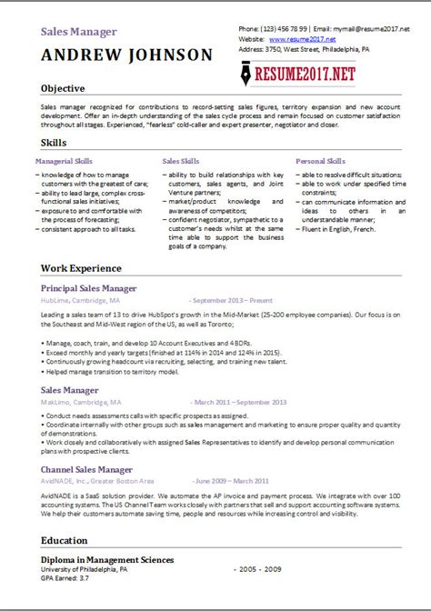 Making a resume can be a tough job. Sales Manager Resume Template 2017