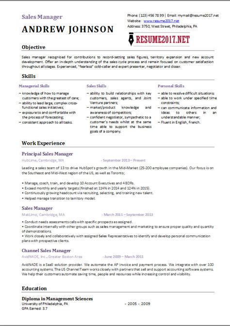 You can see sales management resume examples on the internet before you write a resume. Sales Manager Resume Template 2017
