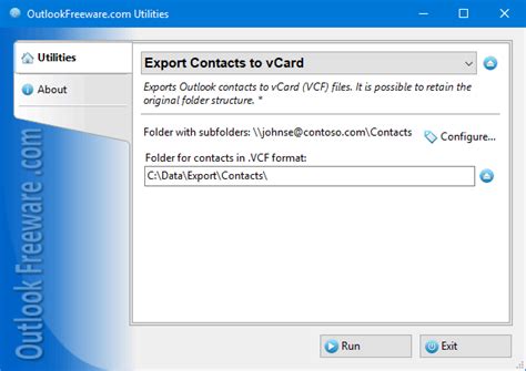 How To Export Outlook Contacts To Vcard Vcf Outlook Freeware