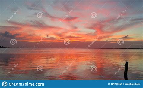 Red And Orange Sunset View Gorgeous Panorama Scenic With Cloud Sky Of