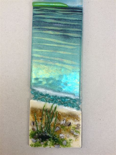 Large Fused Glass Hanger Cornish Sea Scene With Grass Etsy