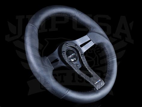 Nrg Race Style Carbon Fiber Steering Wheel 320mm Black Perforated