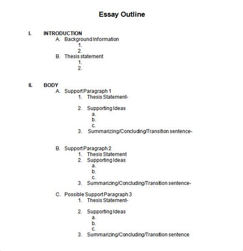 Microsoft Word Outline Template