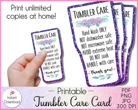 Print And Cut Wash Instructions Cup Care Png  Printable Tumbler Care