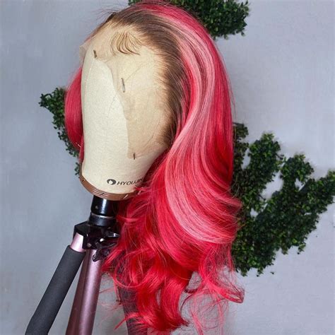 Peruvian Hair Fuchsia And Light Pink With Black Root Body Wavy Lace Fr