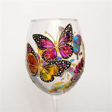 Personalised Wine Glass Monarch Butterfly Hand Painted Wine Etsy