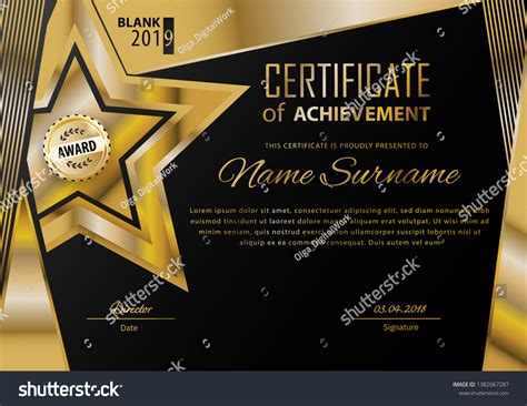Official Black Certificate Gold Design Elements Stock Vector Royalty