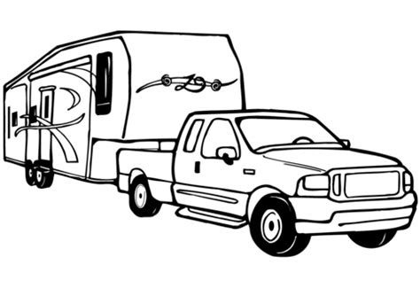 truck  rv camper trailer coloring page  printable coloring pages