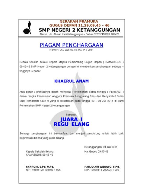 Sertifikat toefl resmi sebagai standar tes bahasa inggris. PIAGAM PENGHARGAAN