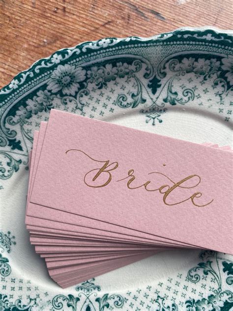 Handwritten Dusky Pink Place Cards Calligraphy Place Cards For Wedding