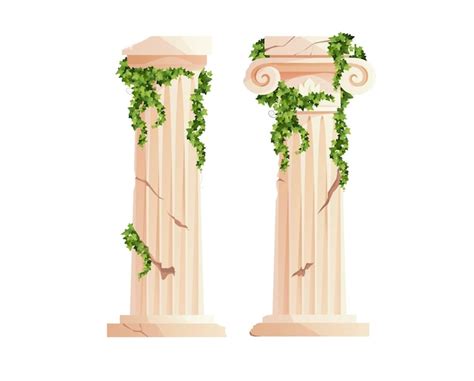 Columna Griega Antigua Con Ramas Trepadoras De Hiedra Pilar Romano