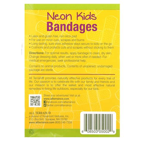 All Terrain Neon Kids Bandages Assorted Sizes 20 Sterile Plastic