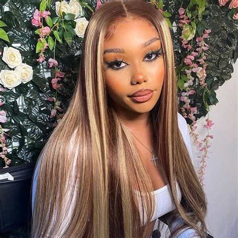 customized highlight piano 613 brown straight 13x4 lace frontal wig human hair lace wigs