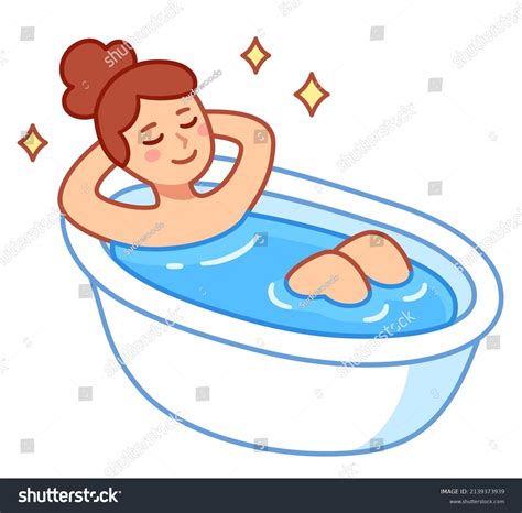 Cute Cartoon Woman Taking Bath Pretty Stock Vector Royalty Free 2139373939 Shutterstock