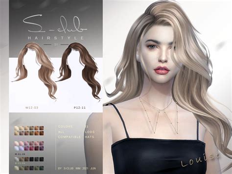 Mi Long Hair Wavy Hair For Female Louise By S Club ~ The Sims