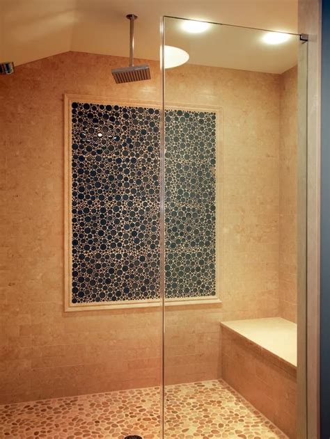 Spacious Walk In Shower With Glass Doors And Bench Shower Remodel Bathroom Remodel Idea Bath