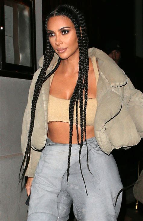 Kim Kardashians Long Braids Hairstyle At Paris Fashion Week Pics