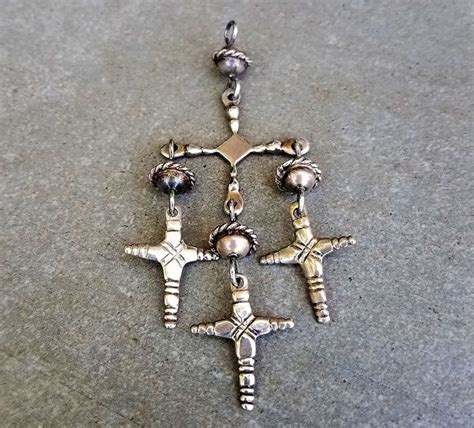 Vintage Mexican Sterling Silver Yalalag Cross Pendant Mexican Etsy