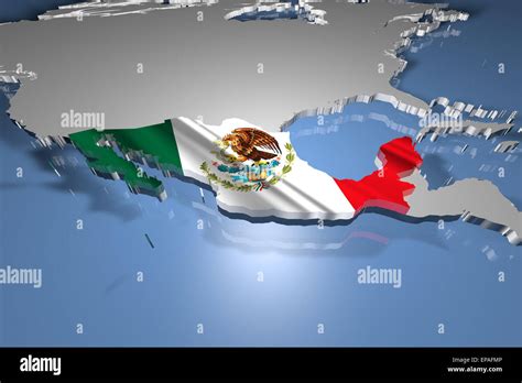 Mexico Flag In The Shape Of The Country Map In A Modern Design Stock