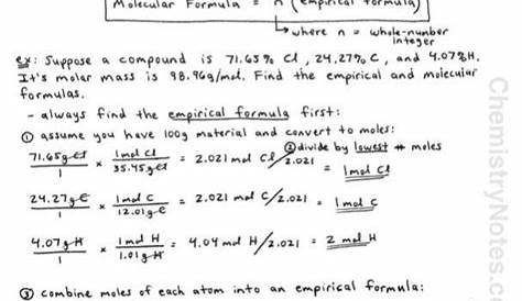 Empirical Formula Worksheet With Answers