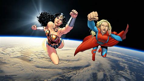 Wonder Woman And Supergirl Fond Décran In Lespace Dc Comics Fond D