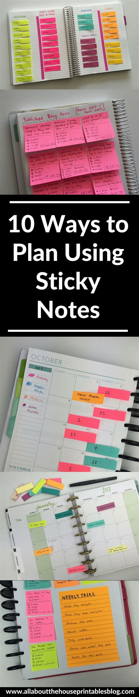 10 Ways To Plan Using Sticky Notes Sticky Notes Sticky Note Planner