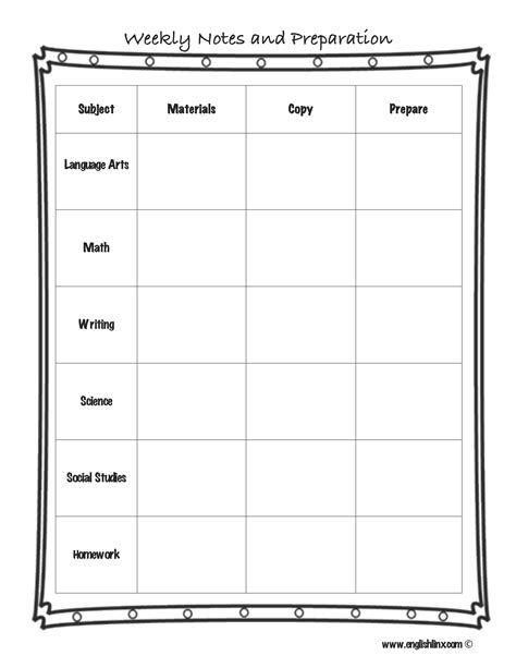 Lesson Plan Template Weekly Notes And Preparation Lesson Plan Template