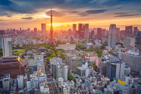 Download Tokyo Tower Sunset Skyscraper Building Cityscape City Japan