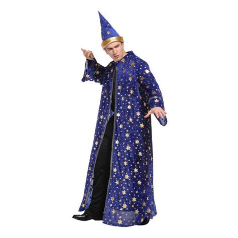 Halloween Magician Costumes Adult Men Magic Robe Gown Wizard Costume