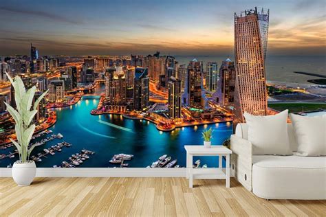 Night City Buildings Background Bedroom Living Room Home Decoration