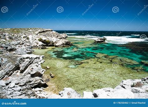 Whites Rocks And Cristal Clear Water In Rottnest Island Stock Photo