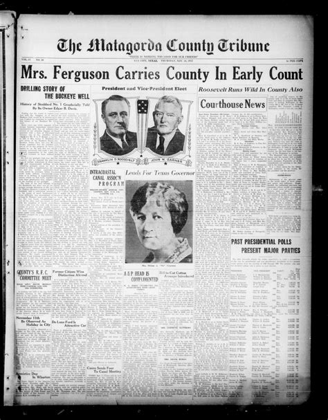 The Matagorda County Tribune (Bay City, Tex.), Vol. 87, No. 20, Ed. 1