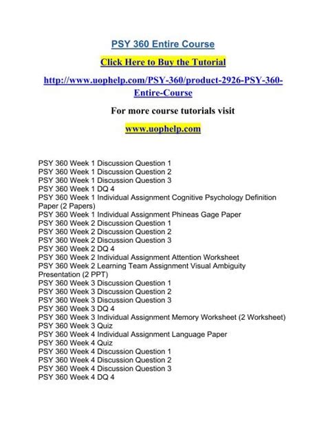 Psy 360 Entire Course