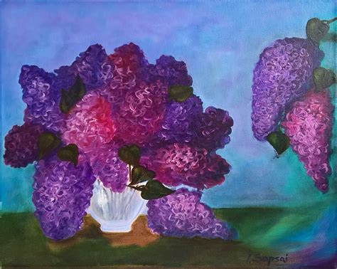 Lilac Flower Canvas Wall Art Lilacs In A Vase Still Life Flowers In A