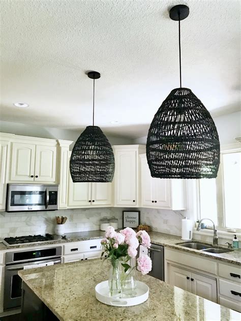 Black Woven Pendant Lights In The Kitchen Life Love Larson